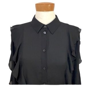 NEW Who What Wear black long sleeve blouse size XL
